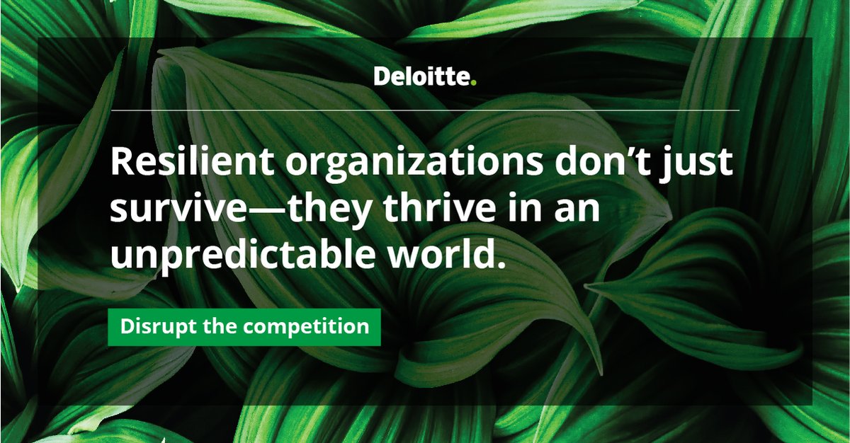DeloitteCanada's tweet photo. Take on new challenges with confidence. Adapt rapidly to changing markets and new threats. https://t.co/vCSKzmwSK7 #ResilientOrganization https://t.co/6X6A6jrrCY