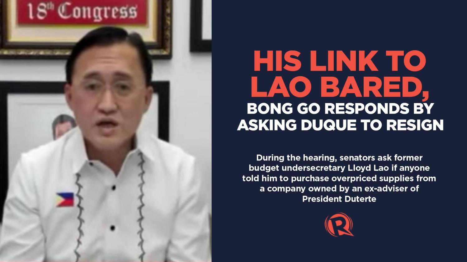 romersk bevægelse vente Rappler on Twitter: "His name linked to an ex-budget executive who was  being grilled for the purchase of overpriced pandemic supplies, Senator Bong  Go shifted attention away from issue, if only briefly,