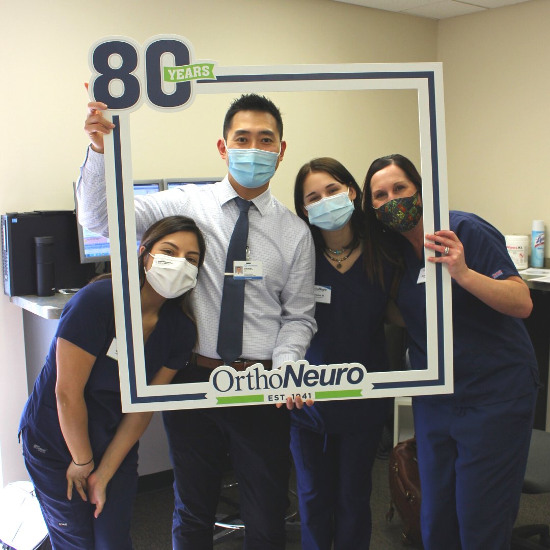 OrthoNeuro1's tweet photo. Friday's at work are the best when you've got a great work family &amp; a fun frame to take pictures with!

 #OrthoNeuro #ForEveryMotionInLife #ONFamily https://t.co/DS5vlWBNlJ