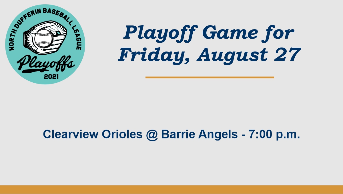 Game 2 of the <a href="/BarrieAngels/">Barrie Angels Baseball</a> and Clearview Orioles series goes tonight at 7 p.m. in Barrie.  The Angels lead the 1-0.