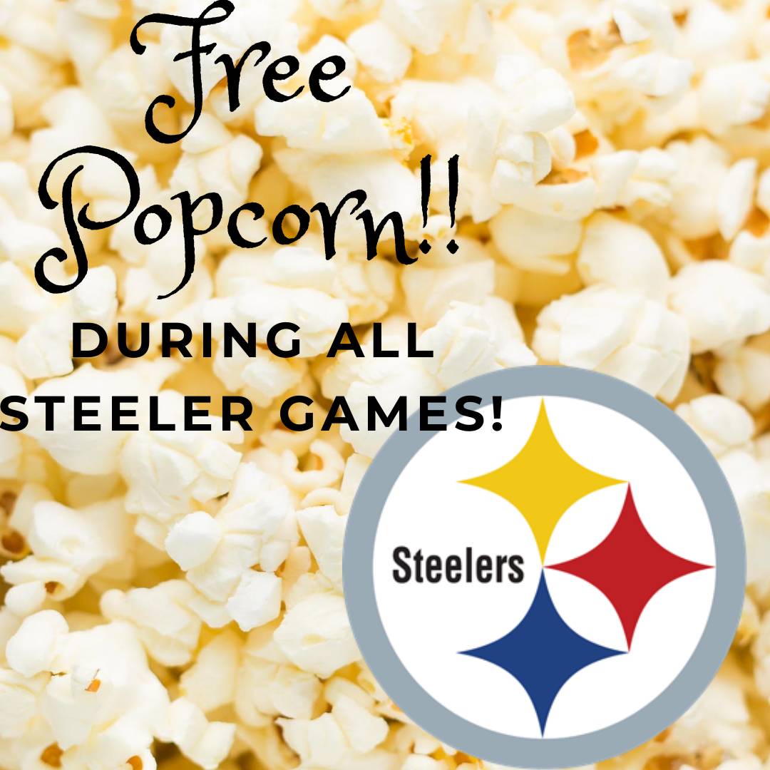 Starting at kickoff tonight, free popcorn during all Steeler games! home or away, so stop on down.
#Freepopcorn #freshbeer #downtownpgh
#freeisalwaysbetter