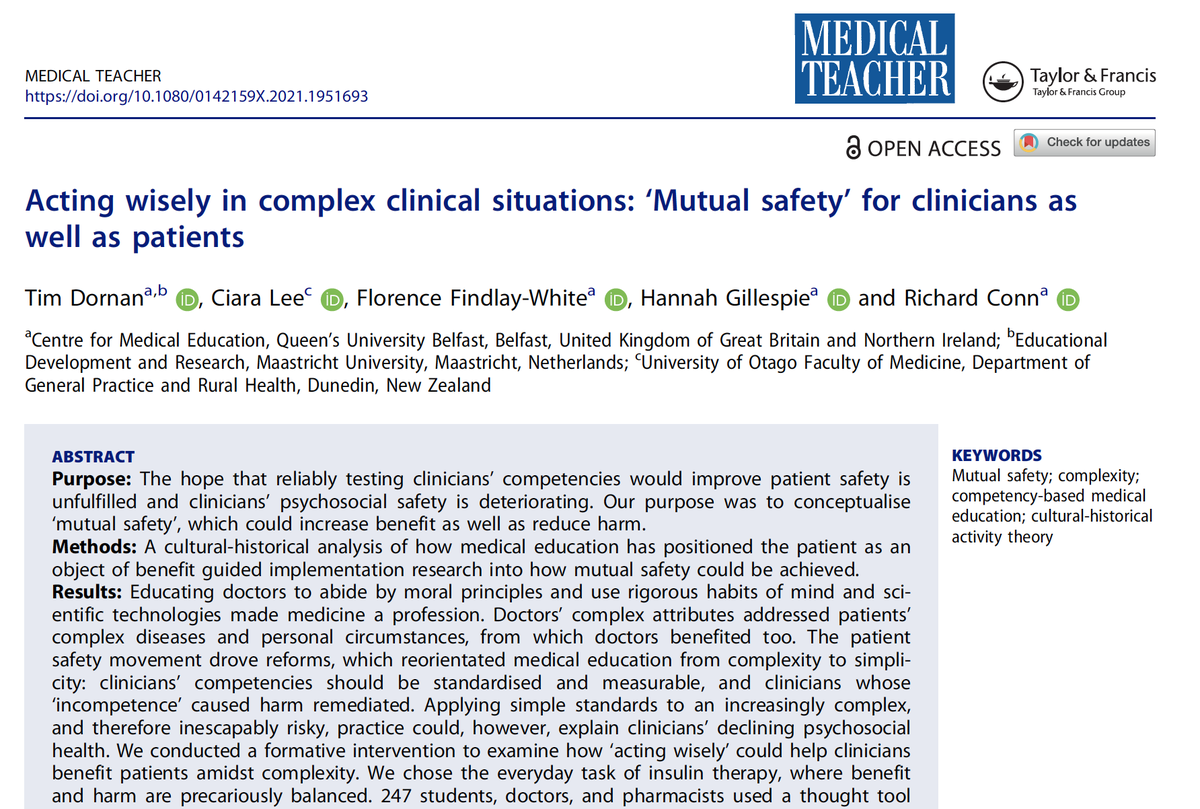 Doctors’ complex mix of attributes provides the human touch, which makes healthcare greater than a series of ‘correct’ actions. Patients &amp; doctors will be mutually safer when we return to educating doctors to respond wisely to complexity, rather than just in assessable ways.