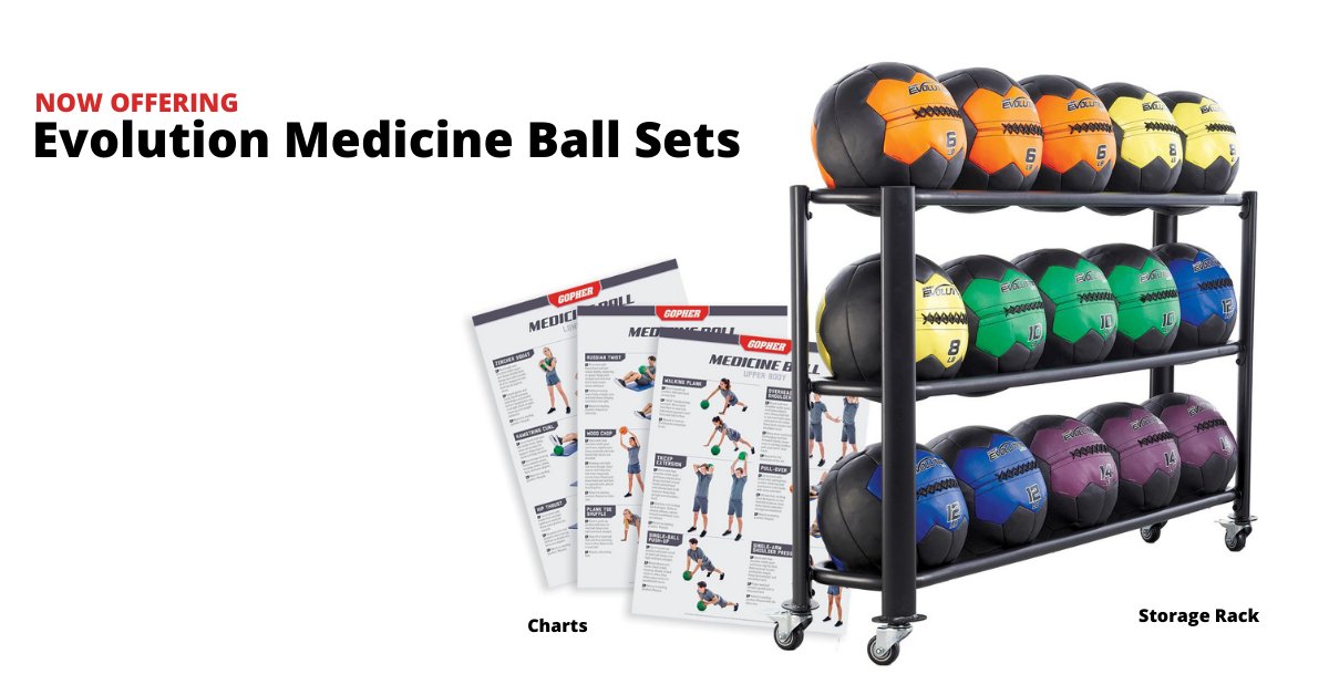 Our Evolution Medicine Balls are now available in sets with storage and instruction. Shop Now: gopherperformance.com/conditioning/m…