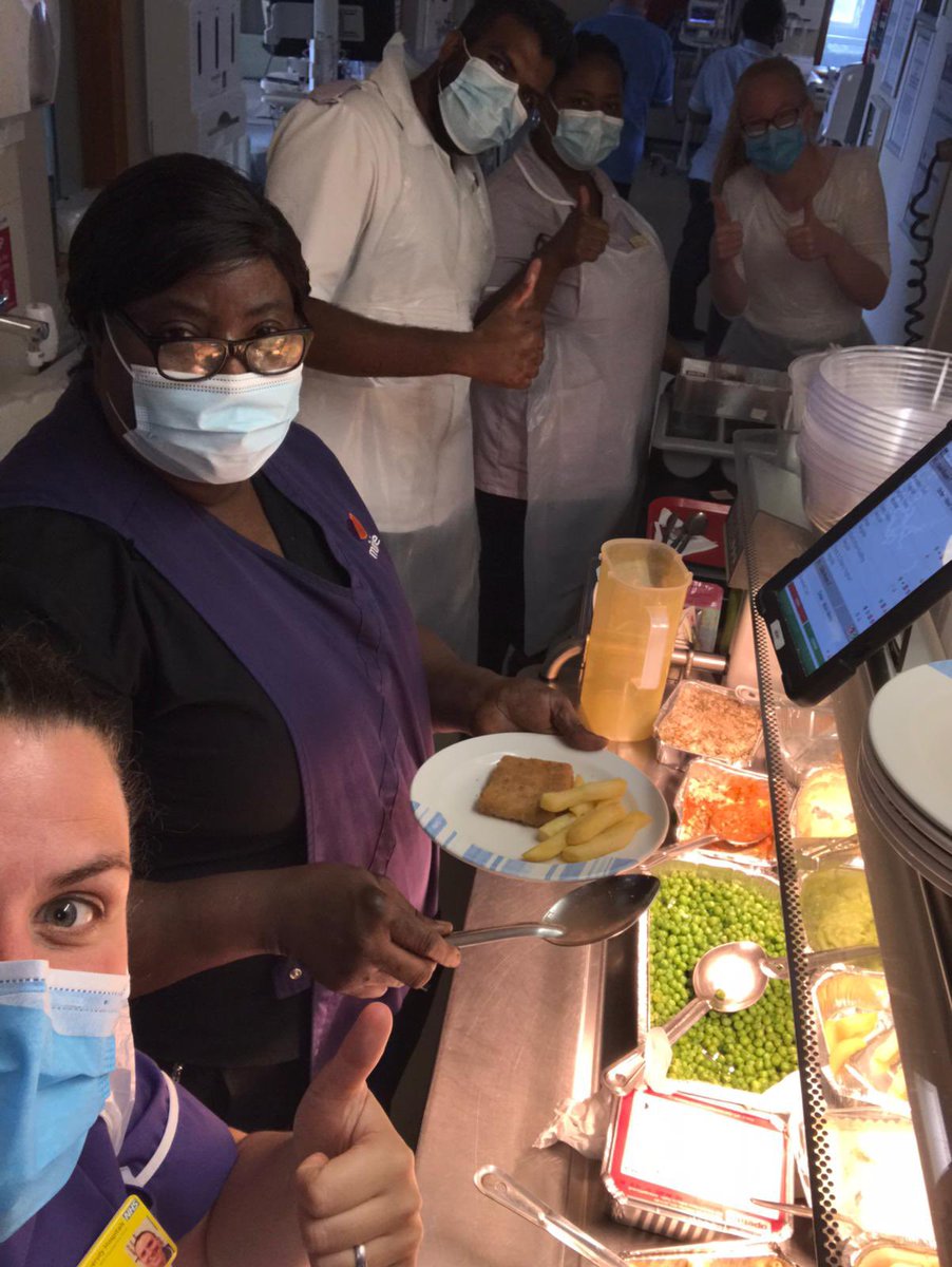 Staffing has been a challenge today, so Anna and Vicky decided to lend a hand with the lunch service on Gray ward! Thank you to the other ward and theatre teams, plus the senior nurses that supported the Gray team with staffing. #teamwork #patientsfirst #fishandchipsfriday