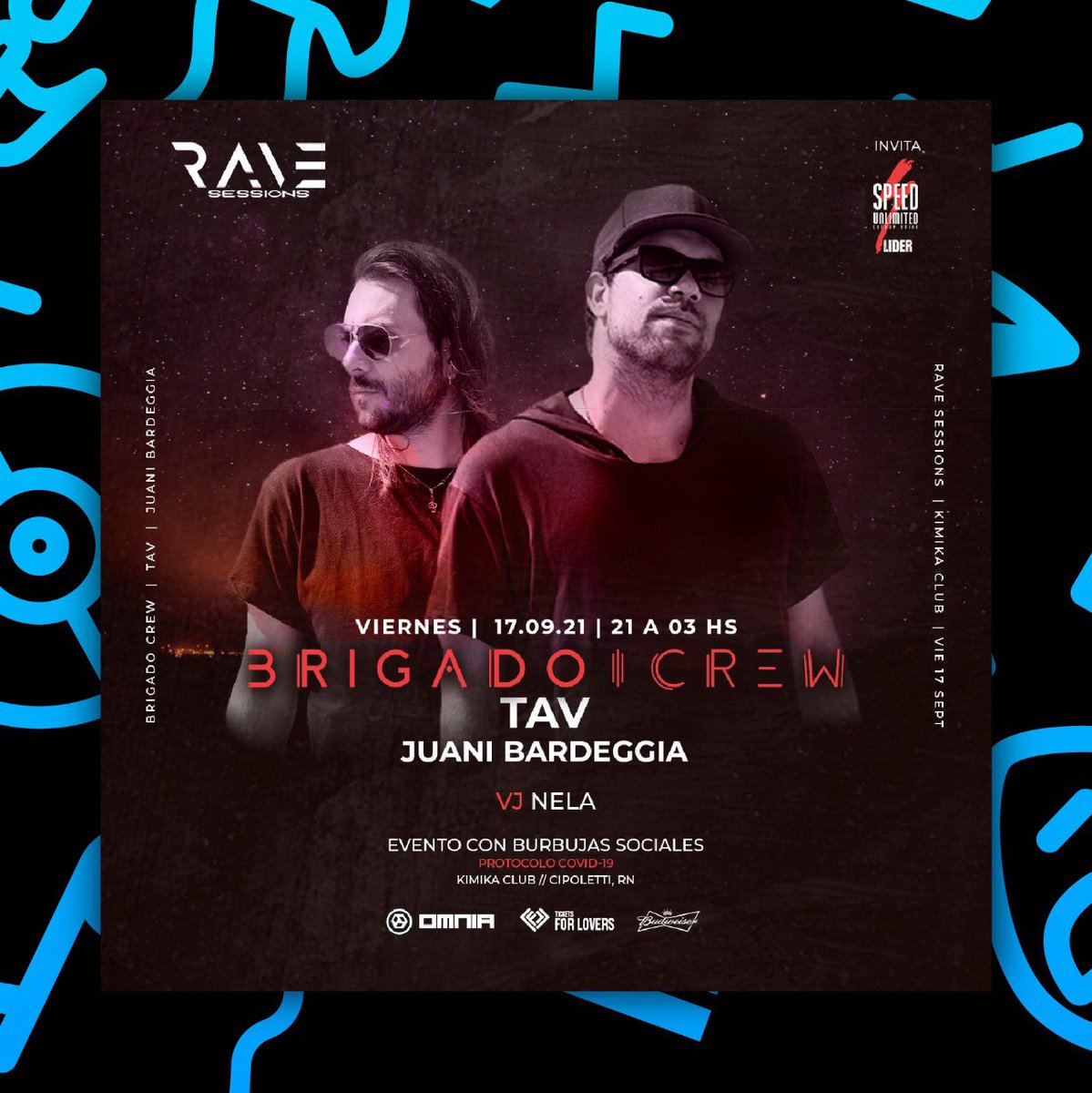 tickets4lovers's tweet photo. Vuelve RaveSe⁣⁣ssions con toda!!! Viernes 17 de Septiembre presenta a BRIGADO CREW junto a Tav &amp; Juani Bardeggia 💣🔥⁣
📍 Kimika Club, Cipolletti - Río Negro.⁣

Evento protocolar en burbujas sociales.⁣⁣⁣
⁣⁣⁣⁣⁣⁣⁣⁣⁣⁣
Entradas a la venta en https://t.co/znQ8htgRgt https://t.co/rxfTkqFbuc