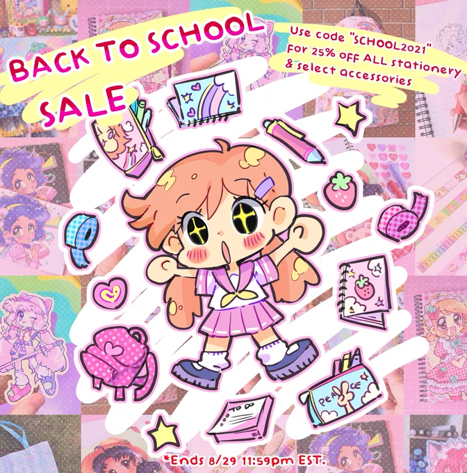 Back 2 school sale on now~✏️ 25% off all stickers, stationery &amp; bags with the code SCHOOL2021 ⭐ https://t.co/uLYmFRm6U7 