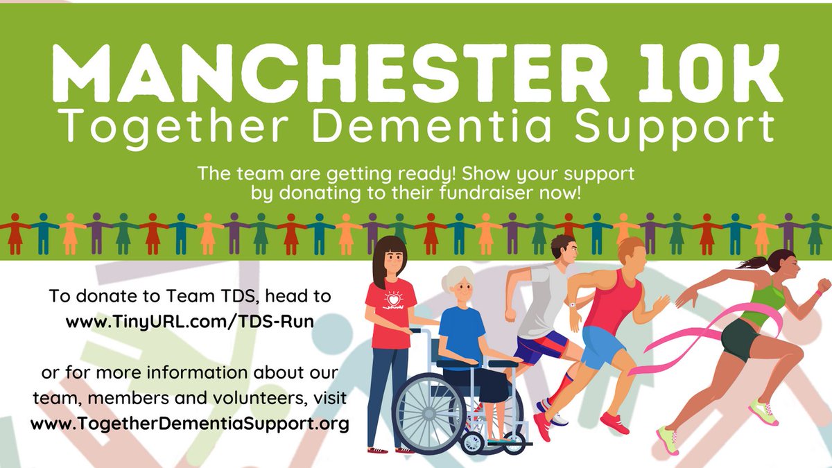 Ready ... set ... GOOO! 🏃‍♀️🚶‍♂️👩‍🦽🚶‍♀️ Our 8 energetic "athletes" aret ready to walk, jog and run the #Manchester10k. They are staff, volunteers, and members who live, walk and roll with Dementia. Support us by donating: tinyurl.com/TDS-Run
#charity #dementia #DementiaCarers