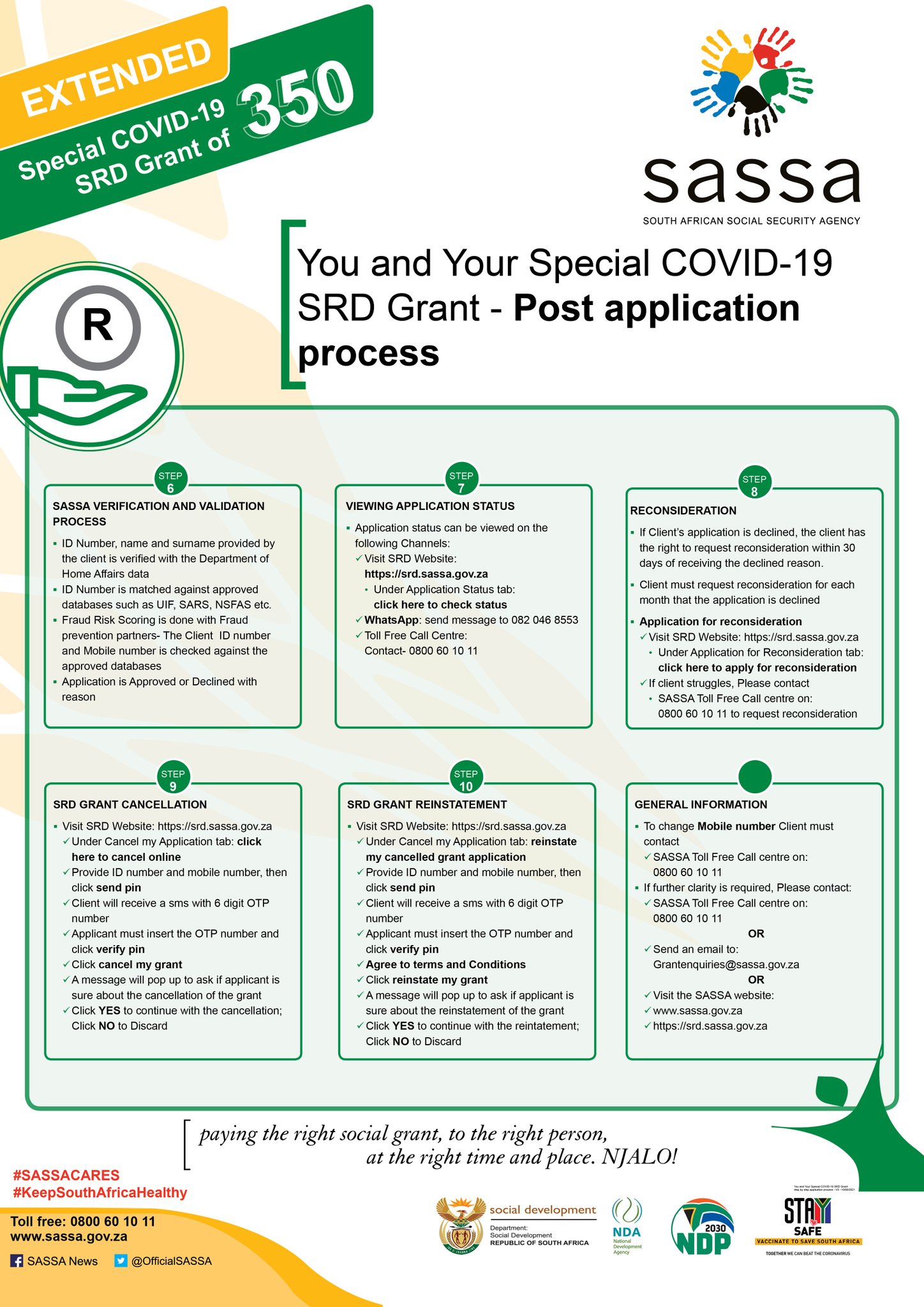 SASSA on X: &ldquo;Post application process for the special Covid-19 SRD 