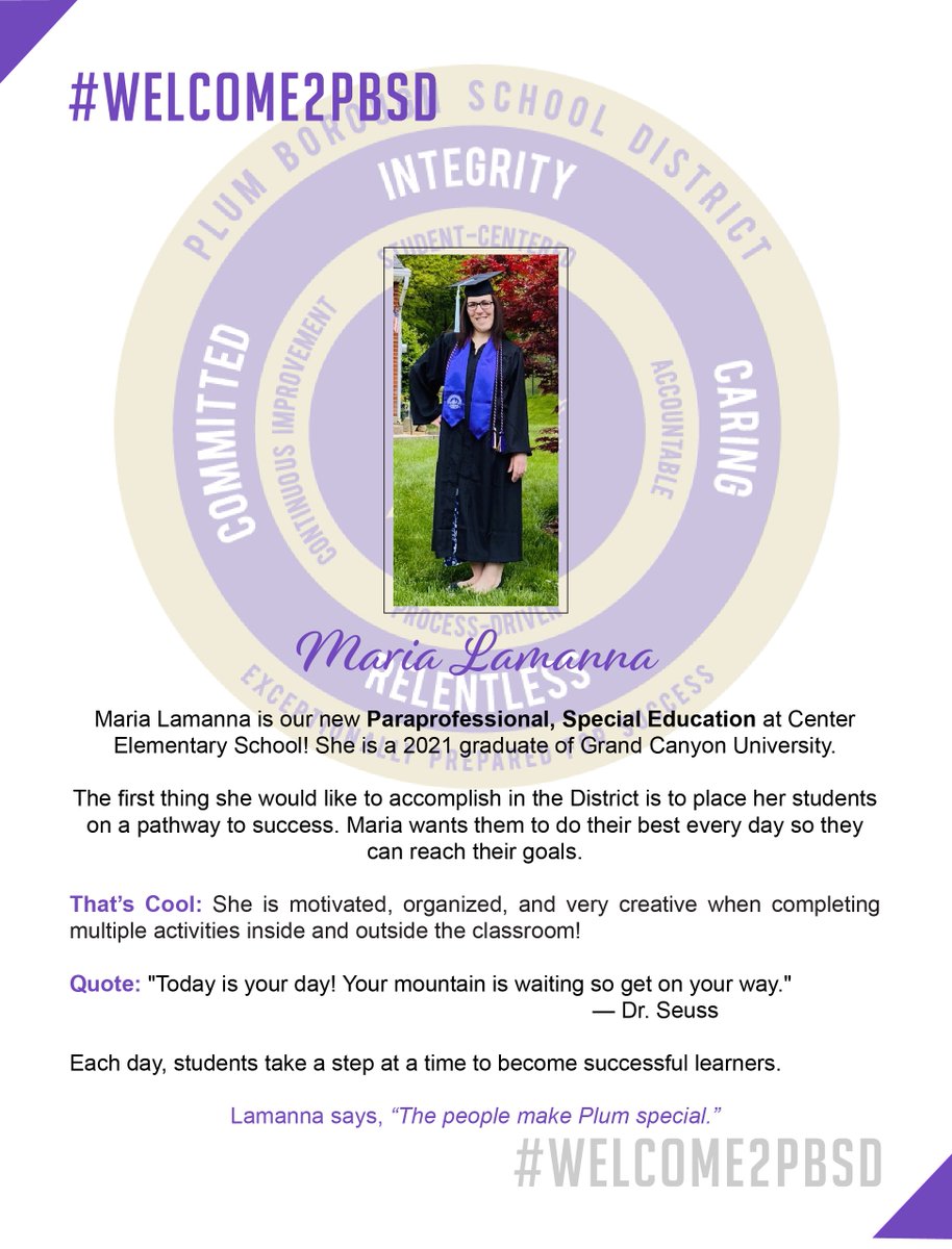 #Welcome2PBSD Maria Lamanna! @pbsdsupt <a href="/DrRickWalsh/">Dr. Rick Walsh</a> <a href="/DeniseLSedlacek/">Denise L. Sedlacek</a> <a href="/fishellj/">Joe Fishell</a> <a href="/DrBoyers/">Ashley Boyers, Ed.D</a> <a href="/HPEPBSD/">Fran Sciullo, D.Ed.</a> <a href="/MariaFajt/">Maria Fajt</a> @JKPlum1 <a href="/MrsGestrich/">Mrs. Gestrich</a> <a href="/PlumTeachers/">Plum Teachers</a> #PlumLearns
