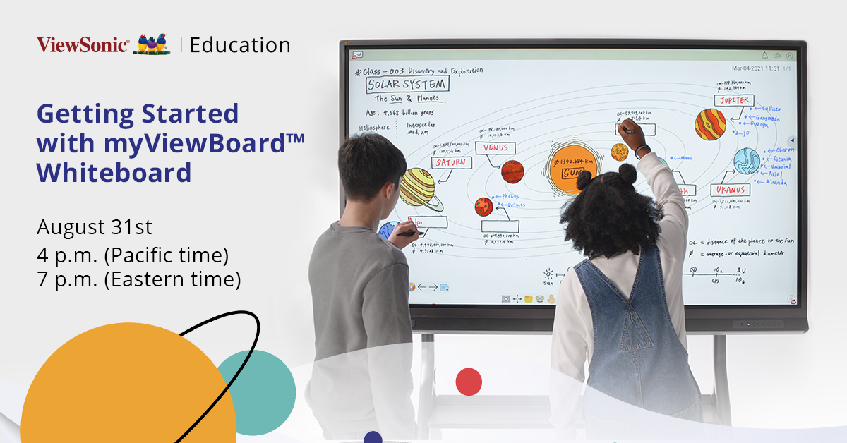 ViewSonicEDU_US's tweet image. We’re kicking off a new series of myViewBoard webinars hosted by Michelle Hu, ViewSonic Education Solutions Trainer. Join us Tuesday 8/31 to find out how you can get started with myViewBoard Whiteboard.

Register now: viewsonic.zoom.us/webinar/regist…