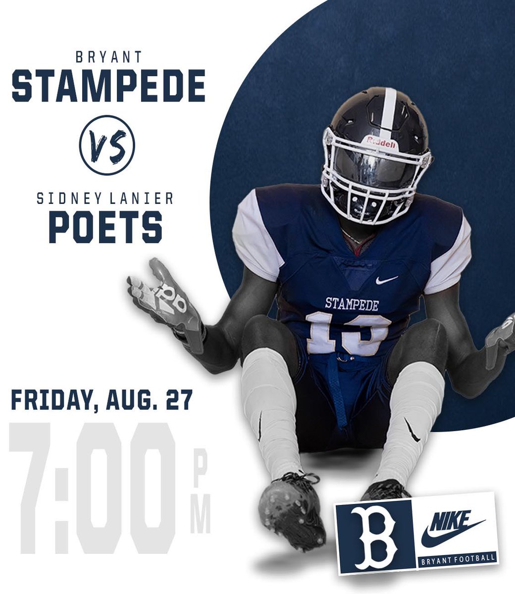 PWBFootball's tweet photo. GAMEDAY❗️

🆚 Sidney Lanier
⏰ 7 PM
📍 Stampede Stadium
🎟 https://t.co/Hw4P5lgKzQ

#BuiltByBryant https://t.co/fmBGpQxX81