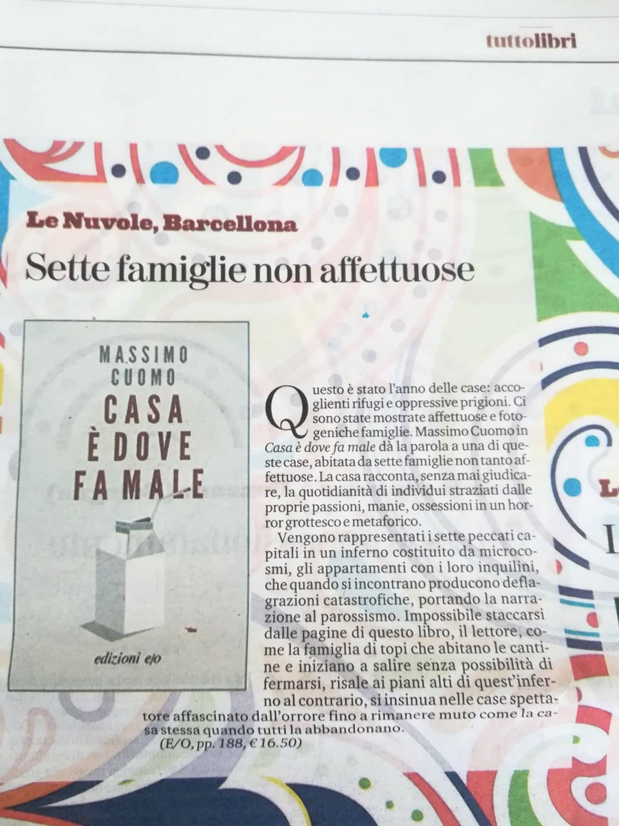 Sul supplemento estivo di <a href="/TuttoLibri/">TuttoLibri</a>, l'inserto de <a href="/LaStampa/">La Stampa</a>, la recensione a "Casa è Dove fa Male" della Libreria "Le Nuvole" di Barcellona.