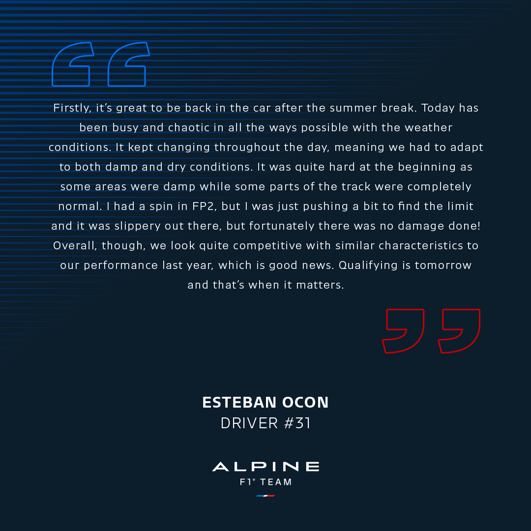 Alpine F1 Team On Twitter Belgiangp Practice Debrief Overall Though We Look Quite Competitive With Similar Characteristics To Our Performance Last Year Which Is Good News Qualifying Is Tomorrow And That S