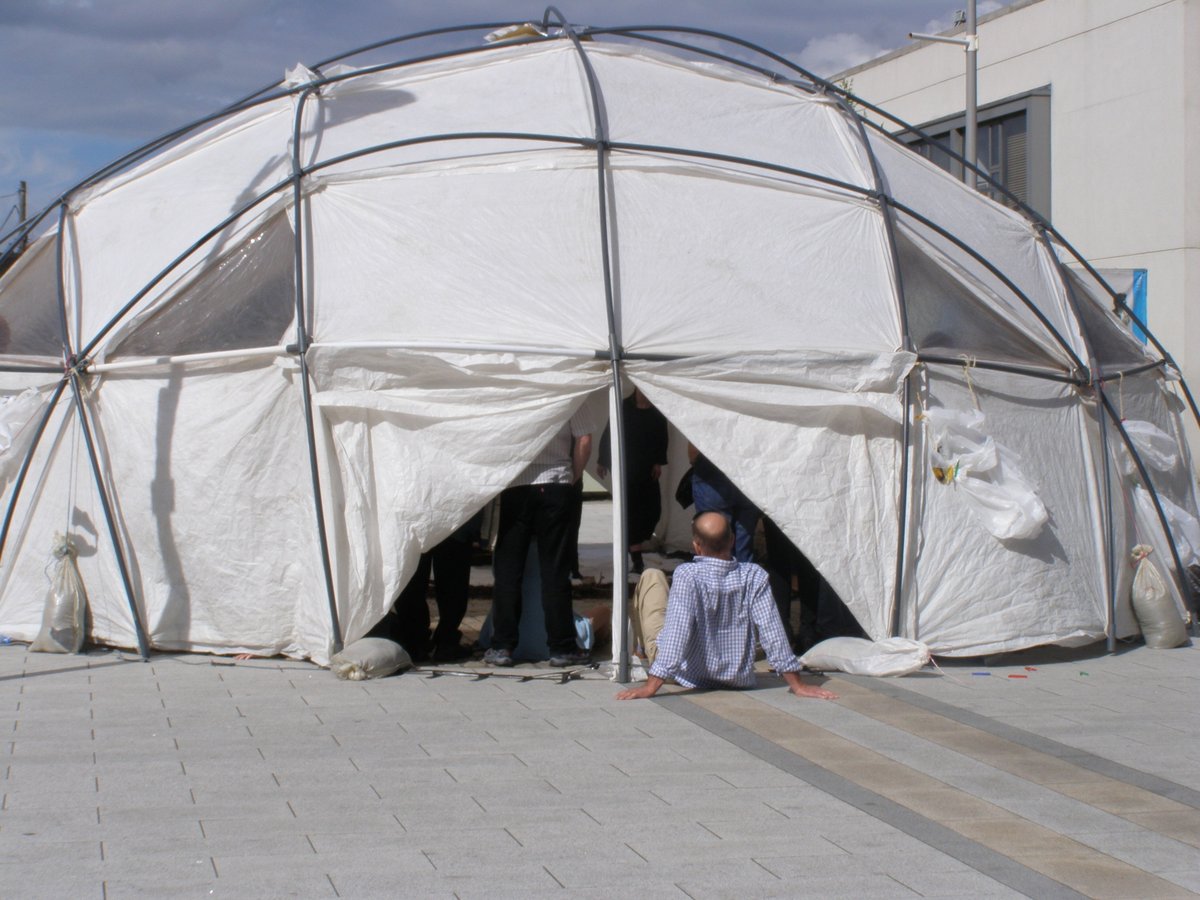 Shadowboxire's tweet image. In 2008 we sourced a new space made of recycled tarp and plumbing tubes ...Performance domes got bigger and stronger but we still love our #Cloudhouse We're now looking for someone to help us create our next recycled space. Makers, designers if you're interested drop us a DM