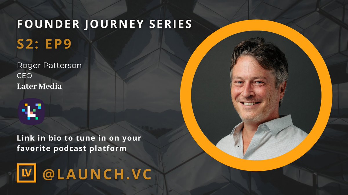 launchacademyhq's tweet photo. This week's #FounderJourneySeries #podcast features @roger_patterson, co-founder of Launch &amp; CEO of @latermedia. Roger initially worked for large companies but realized he wanted to make more of an impact, so he made the jump into the #startup world.
🎙️ https://t.co/fXRg18DTql https://t.co/KJm9vAB2uR
