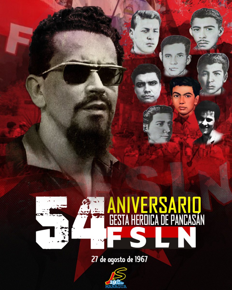 JH_D0S's tweet photo. #VamosJuntosConDaniel| 54  Aniversario de la Gesta Heroica de Pancasán, fue el origen de la lucha armada del pueblo de #Nicaragua contra la dictadura somocista. Seguimos luchando y seguiremos triunfando! ✊🔴⚫

#27Agosto https://t.co/A9Ji0aucxD