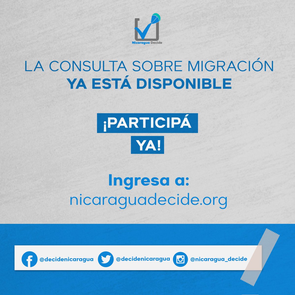 DecideNicaragua's tweet photo. La consulta sobre migración ya está disponible.

Participá de esta consulta ciudadana, para conocer más sobre los factores y consecuencias por las que las y los nicaragüenses están saliendo de Nicaragua.

Ingresá a https://t.co/XQ3u5LOwqa 

#MigracionNica https://t.co/enUjsirSzm
