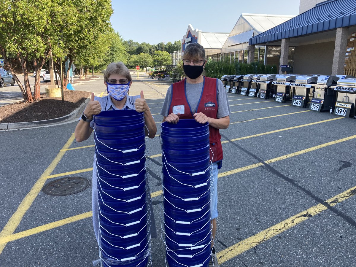 Many thanks to our corporate friend, Lowes for the donation of these buckets. We can't wait for you to HEAR what we have in store for them. #5houses1community, @GaeScubs @mandoloft @hcpslib,