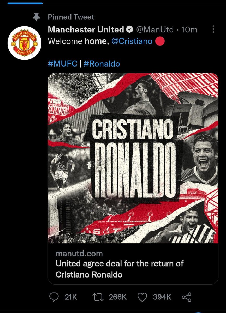 sonsofgrimnir's tweet photo. @ManUtdMEN @ManUtd 
It has been completed!!!!
It's done!!!!!
HE IS HOME!!!!!

#manutd #cr7 #ronaldotounited #Ronaldo #trending #number7 https://t.co/tGpBVALgme