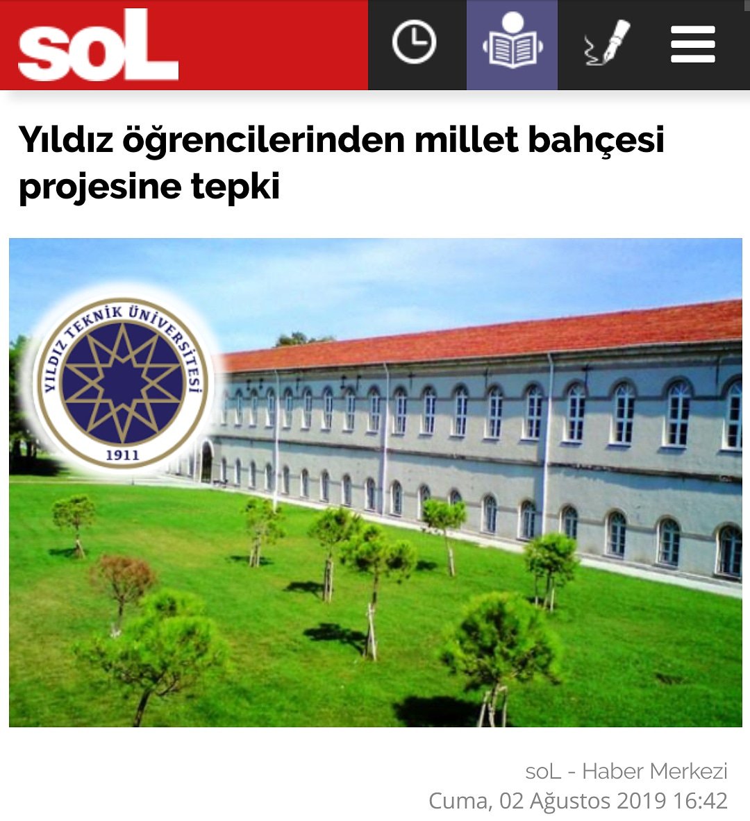 Millet bahçesi projesine karşı bir araya gelen YTÜ öğrencileri 4 Ağustos pazar günü saat 17.00’da Abbasağa Parkı’nda yapacakları forumda bir araya geleceklerini duyurdular.

haber.sol.org.tr/turkiye/yildiz…