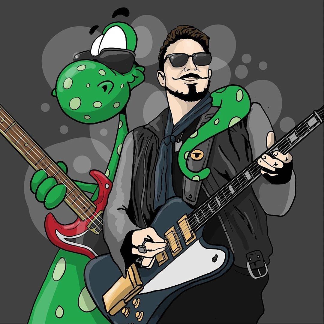 RivalsonsSC's tweet image. I aften spiller @rivalsons på @STORSJOYRAN - to celebrate this, and his favourite band, Birger - The Little Lake Monster posed with @Scott_Holiday for this portray ✌💚

#sharethesons
#rivalsons
#rivalsonsfans