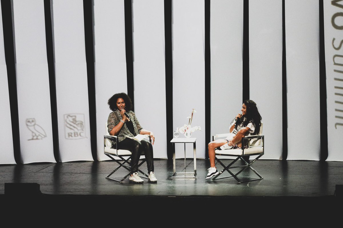 DGibs's tweet photo. Incredible to see @Jessiereyez and @aliciaacewest speak at the #OVOSummit .. @RBC @OVOSound @welcomeOVO #OVOFest https://t.co/qFk30h3q7D