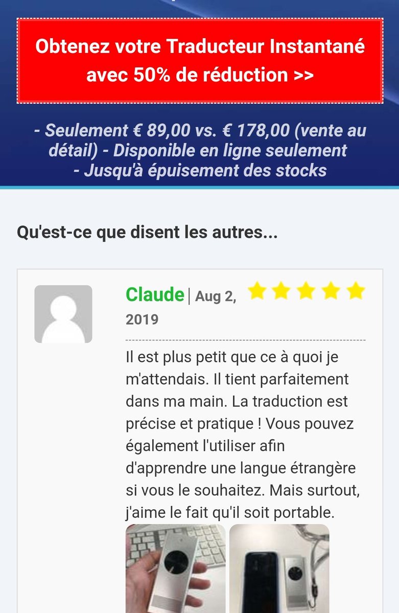 Ou  @pixelsfr  @Damien_Leloup comme ce traducteur toujours à -50%, toujours en rupture, avec des articles élogieux du jour ?Qui vaut 178 euros paraît il....mais qui vaut soudain beaucoup moins en fouillant un peu sur le net...ou on vous les vend même par paquet de 4 à ce prix là.