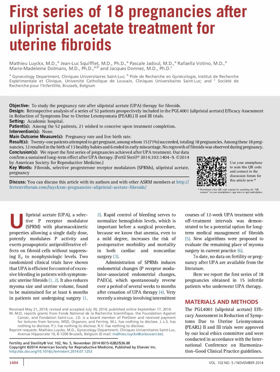 fibroidsupport's tweet photo. @keithppereira @clarelouisebent @DrLipman1 @angiowoman @thefibroidlady @olgabrook @skohoro @JessieStewartMD @IR_Doctor @ajgunnmd @acog The above study includes this. There was only 1 ongoing pregnancy (with a fetal abnormality) after standalone #Ulipristal #fibroids drug treatment.
All other Live Births, are after UPA, then Myomectomy 90.5%.
For Births, UFE+/-Myomectomy⬆️🤰More👨👩👧 vs UPA https://t.co/0ezUwF4JlA https://t.co/yTIIN7gjJ8