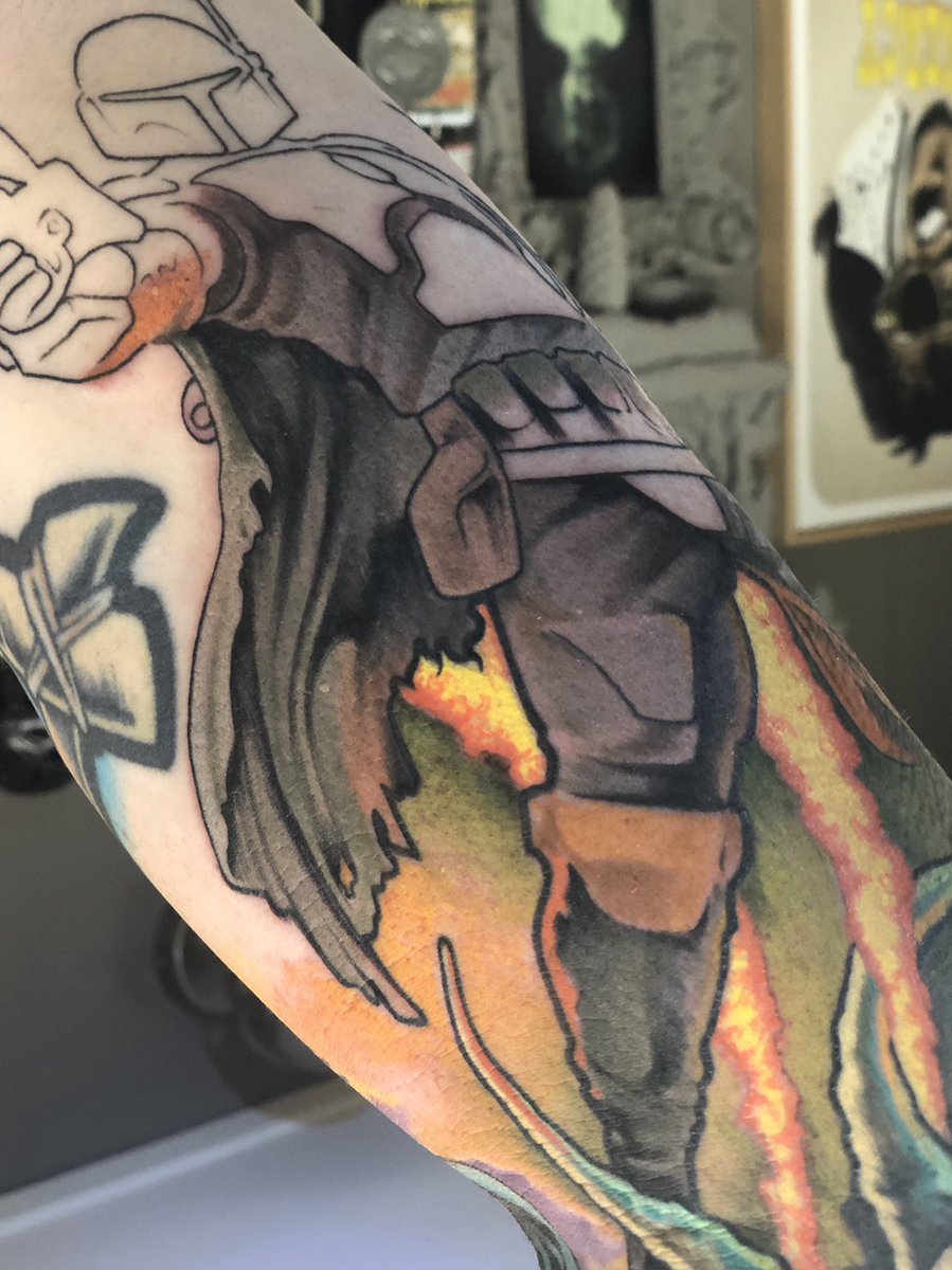 MrClownspeed's tweet photo. Next month session 3 of my boba fett tattoo. #BobaFett #StarWars #tattoo #bountyhunter #SarlacPitt #returnofthejedi #GetSomeInk #tattoomania https://t.co/MifyqXFG0Z