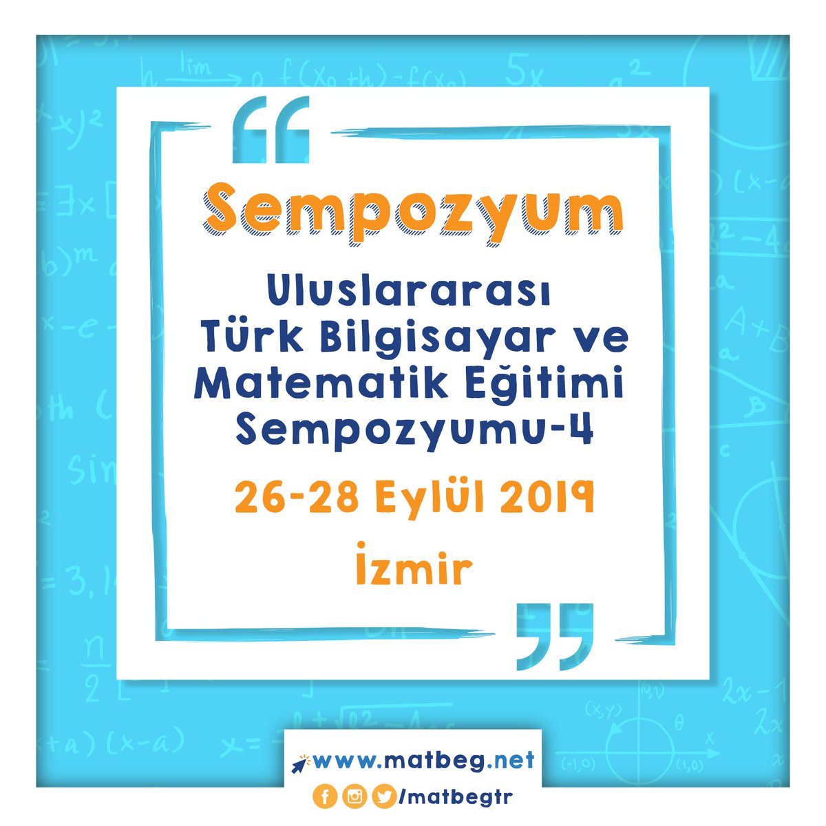matbegtr's tweet photo. Akademik ekibimiz Uluslararası Türk Bilgisayar ve Matematik Eğitimi Sempozyumuna “Madde Tepki Kuramı Yetenek Puanlarına Göre Öğrencilerin Matematiksel Yeterliklere Sahip Olma Düzeylerinin İncelenmesi” isimli bildiri ile katılacaktır.  #bilim #matematik #matbeg #fenbeg https://t.co/8zWRAVsKuB