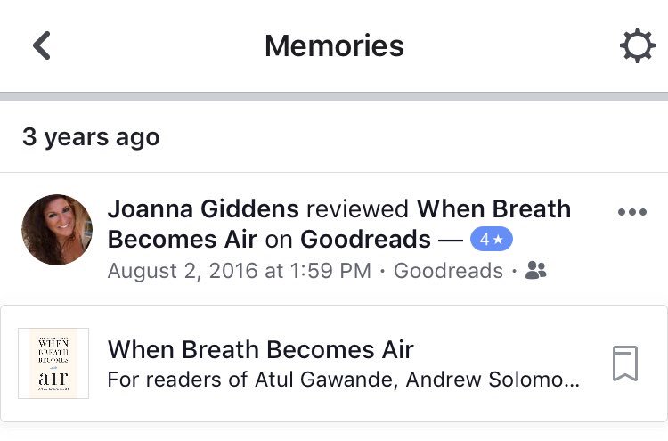 joannagiddens's tweet photo. I was happy to be reminded of this little literary gem today. When Breath Becomes Air is really much more about living than it is about death itself; it’s beautiful and heartbreaking. #goodreads #medreads https://t.co/b3V3RwTg3F