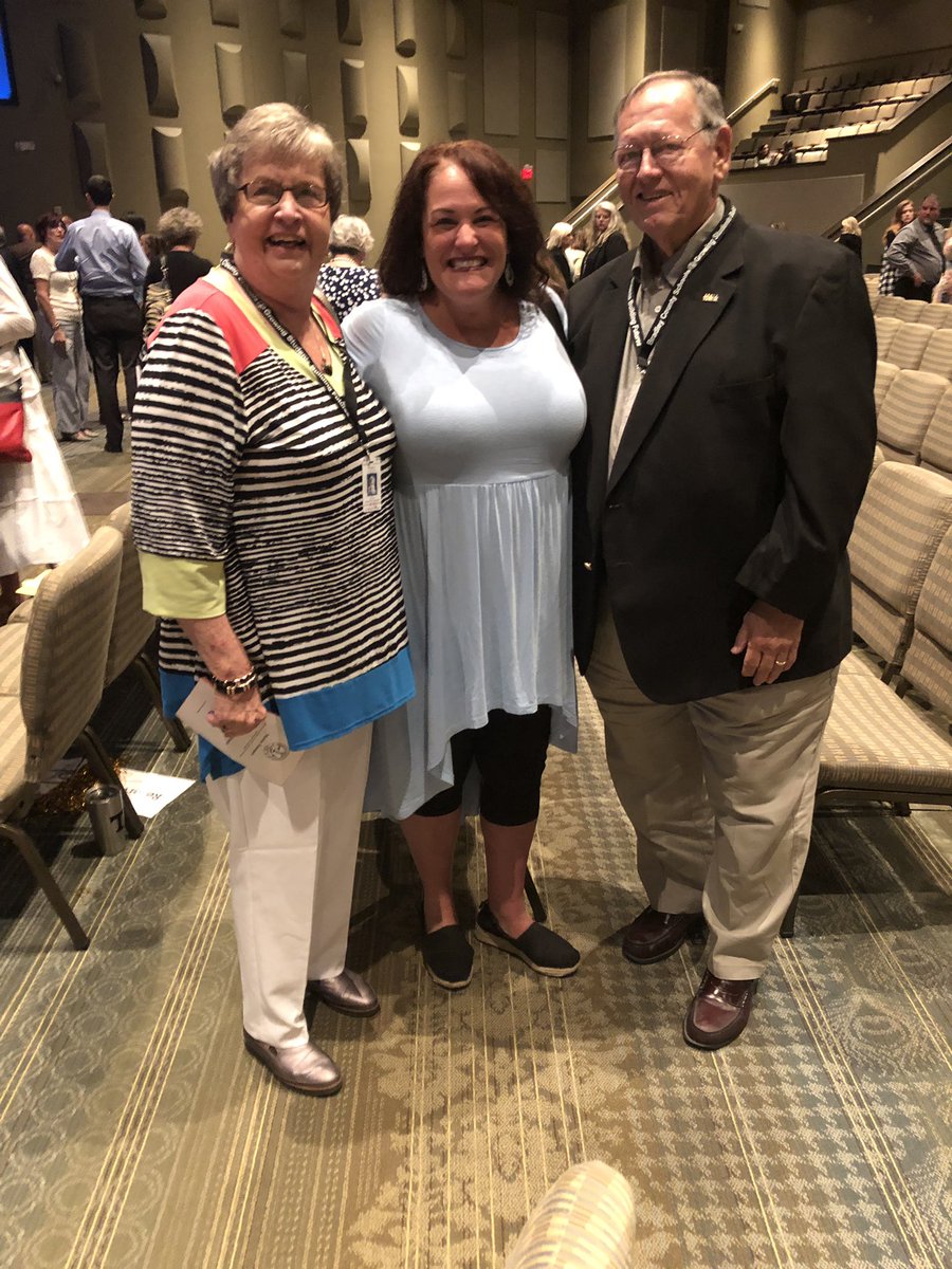 Nancy Casson &amp; I congratulating the very-deserving Lindsey Smith Bell on her being awarded the Lillie Frank Fitzgerald Teacher of the Year honor during Staff Development this morning.