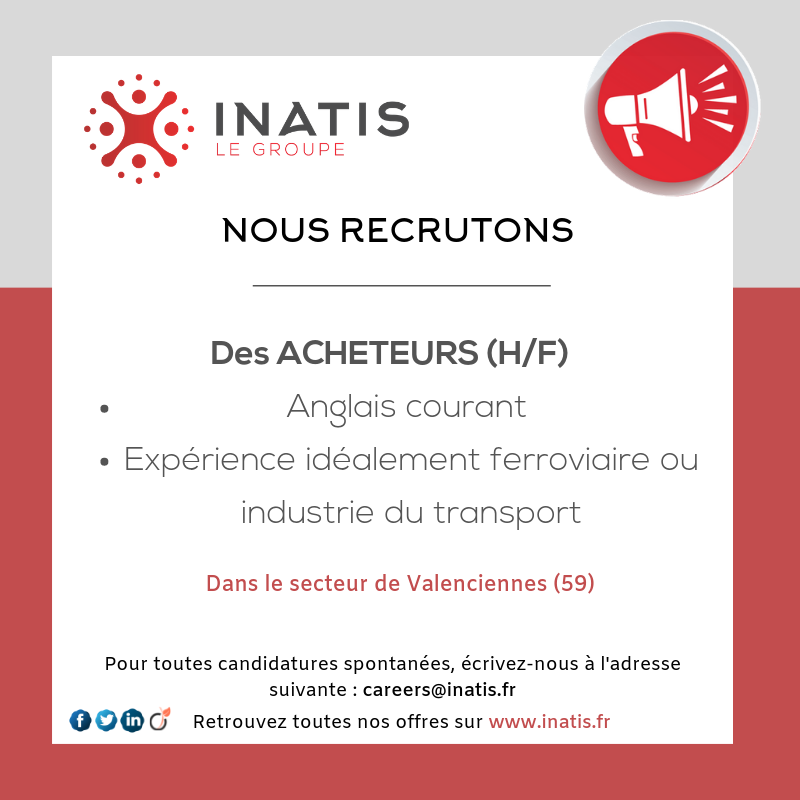 #InatisRecrute 📢

Nous sommes à la recherche de talents afin d'intervenir sur les différentes phases des projets de nos clients.

👉 Découvrez toutes nos offres et opportunités de carrières sur inatis.fr dans la rubrique Carrières.