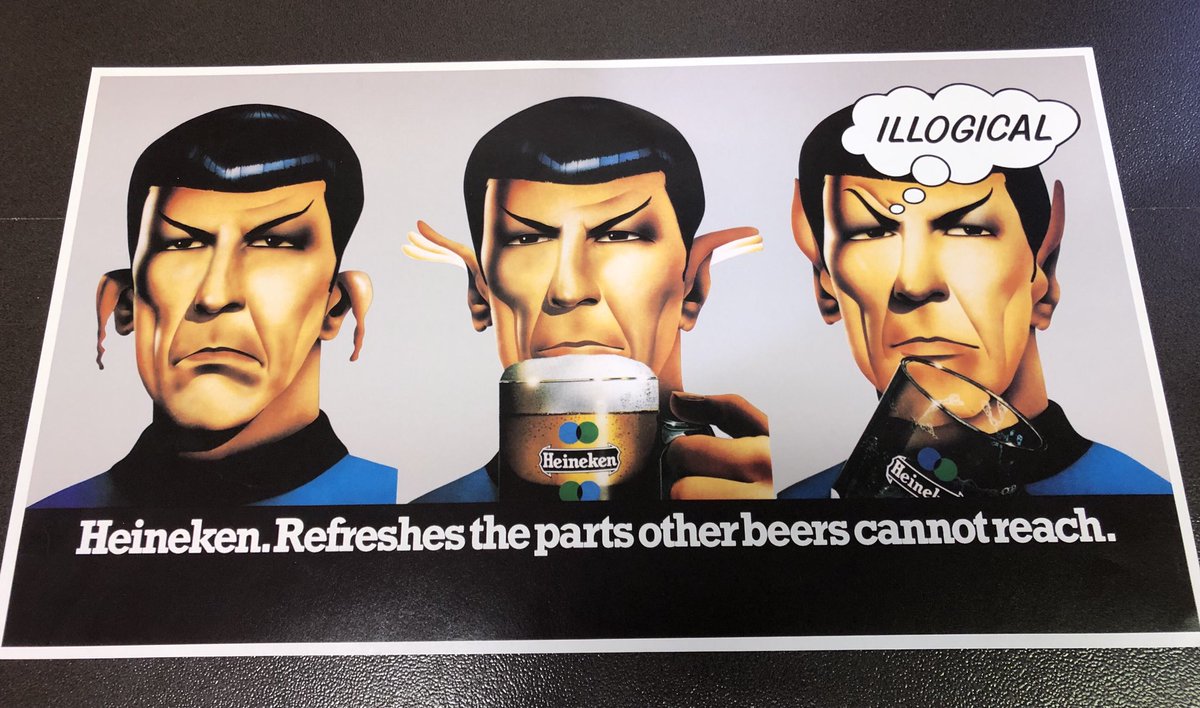 In th late 1970s, Heineken appropriated the image on Mr. Spock for its UK as campaign. The ad resulted in a lawsuit by Leonard Nimoy for the unauthorized use of his image.  #InternationalBeerDay