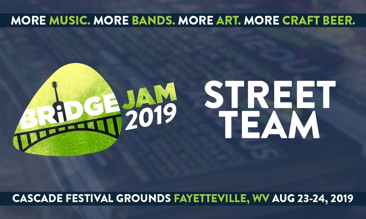 We’re looking for a few good folks to spread the gospel of Bridge Jam to the poor souls in need of an amazing weekend! 

The Bridge Jam Street Team is the best way to help us out while earning tickets, Bridge Jam gear, and other offers!

More Info --> buff.ly/2YAwGm8