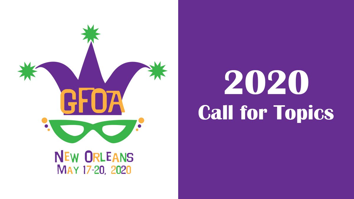GFOA's tweet photo. Help #GFOA2020 attendees develop professionally and move their governments forward. Submit a topic or speaker now! We’re looking for sessions that will cover best practices, lessons learned, and case studies on core public finance disciplines. https://t.co/QiOXWOWQ2q #GFOA https://t.co/umdUN6yS1S