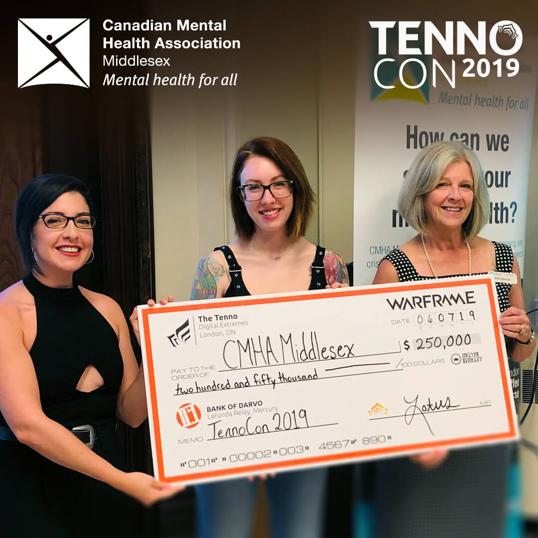 Together, we raised over $250,000 for @CMHAmiddlesex!

Thank you for rallying for TennoCon 2019. We couldn't be more grateful to have a community so dedicated to helping others.