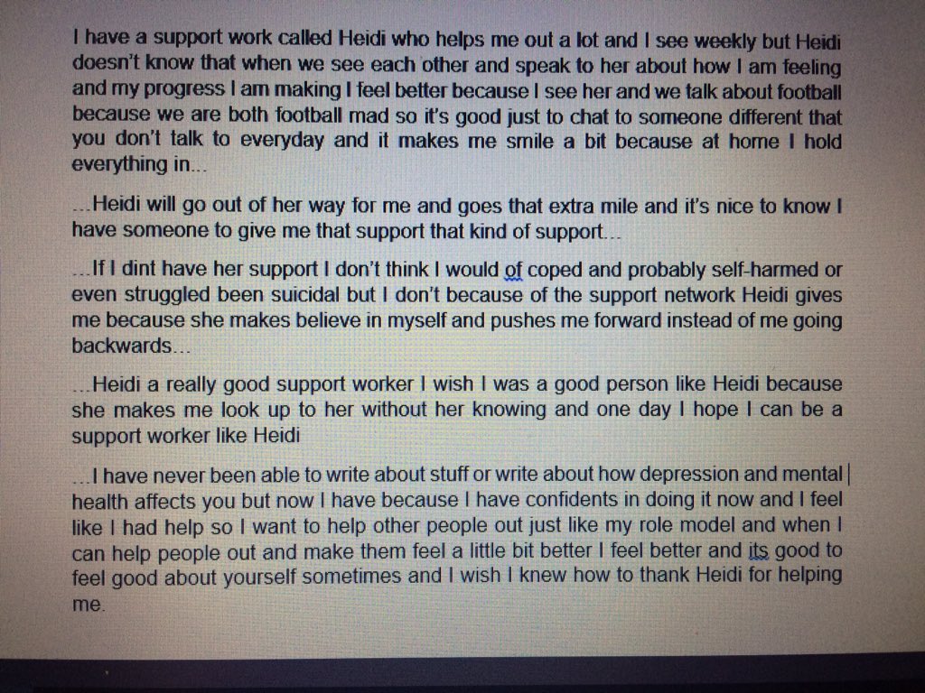 An extract from a heartwarming and uplifting read of a service users perspective on the support received from the MHHT @SaraHarper26 #LCCCareDeliveryService #strengthbased #mentalhealth