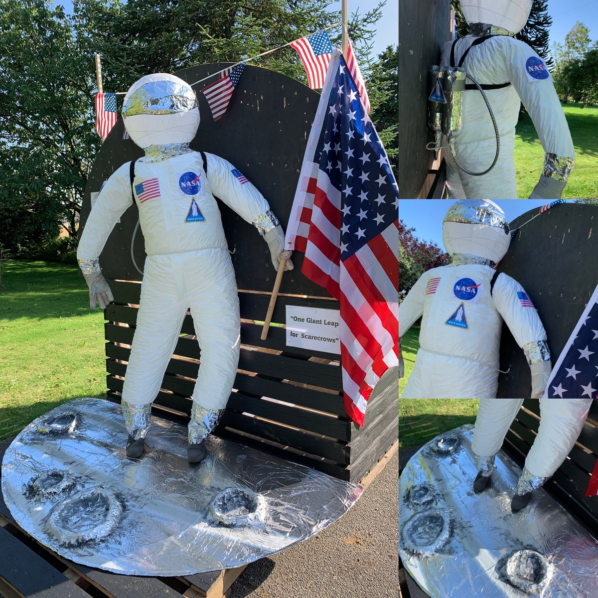 LightningPyro's tweet image. Our entry for village scarecrow comp 🙂 50th anniversary of the moon landing!