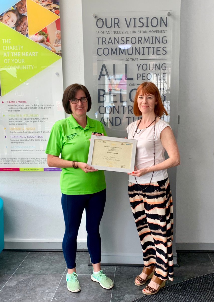 KarenPhysio's tweet photo. Great 2 visit @VikiB70 @YMCA_TG &amp; award their prize in the #CancerRehabLDN2019 competition. An amazing service which clients said ‘saved them when they felt abandoned after treatment’, just shows the power and value of #physicalactivity @TCST_London @HealthyLDN #personalisedcare https://t.co/Mmz6aHnM3p