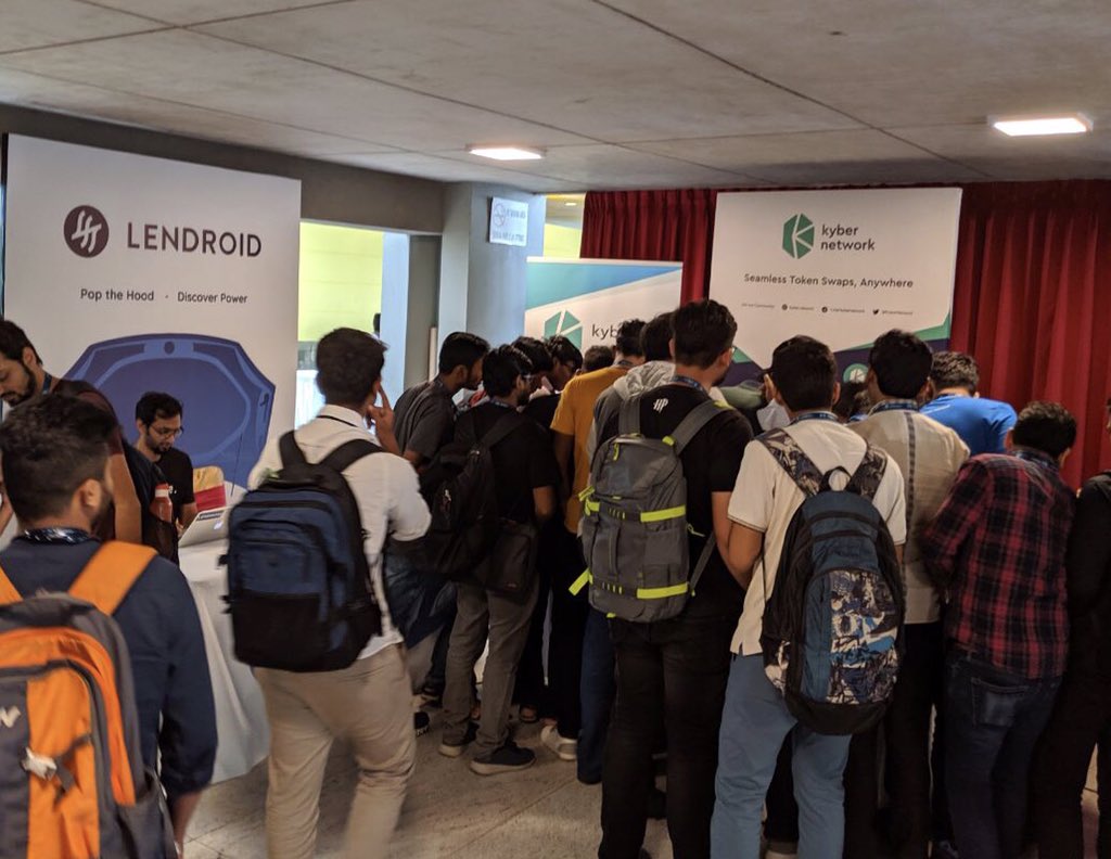 KyberNetwork's tweet photo. Awesome first day at the @ETHIndiaco hackathon! Good luck to all the hackers 👍🏻 👍🏻#BuildwithKyber 

🎁Bounties: https://t.co/TdkUh9M494 

🔧Developer Portal: https://t.co/KVlRjruDT4 

🎤Ask your tech questions on telegram here: https://t.co/c4RcafUDZ6 https://t.co/92IuRR4TgH