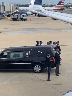 CUREpolicy's tweet photo. One of the fallen soldiers from Afghanistan was on my flight just now from Miami to DC. I watched the reception ceremony from my seat. Saw family. So sad. Freedom is not Free. https://t.co/in9lj8DDjq