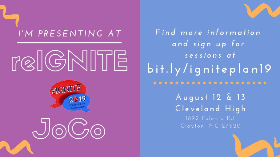 SmMSbethprice's tweet photo. I'm presenting at reIGNITE! My sessions are called "Student Choice in a Pathway" at 10:35 and again at 3:05 in room 215. I'd love for you to join me! Visit https://t.co/XNEHFFI3Js to find out more and sign up for sessions.  #reIGNITEJoCo #JoCoproud #knightpride https://t.co/Kd5ml2x6U8