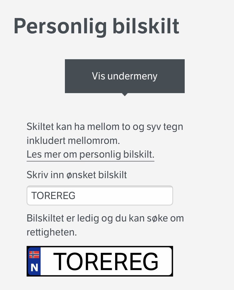 søk reg nr