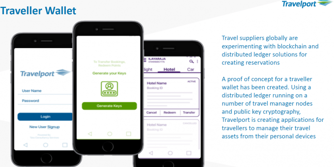 Travelport's tweet photo. With our partner @TCS we've created a PoC, the ‘Digital Traveler Wallet,’ which can securely store &amp; transact #blockchain and non-blockchain based reservations.

https://t.co/wnktsAAZKF https://t.co/2xCK2b6KSV