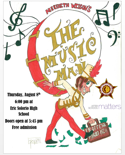 AsmSolorio's tweet photo. Make sure to save the date to watch or Musical Theater program perform The Music Man @AftrSchoolMttrs 
Our students have been working hard to bring this production to life 
Thursday, August 8th @SolorioHS 
#TeensMATTER  #teens #AfterSchoolMatters #MusicalTheater #Theater https://t.co/IoT8i5N5NY