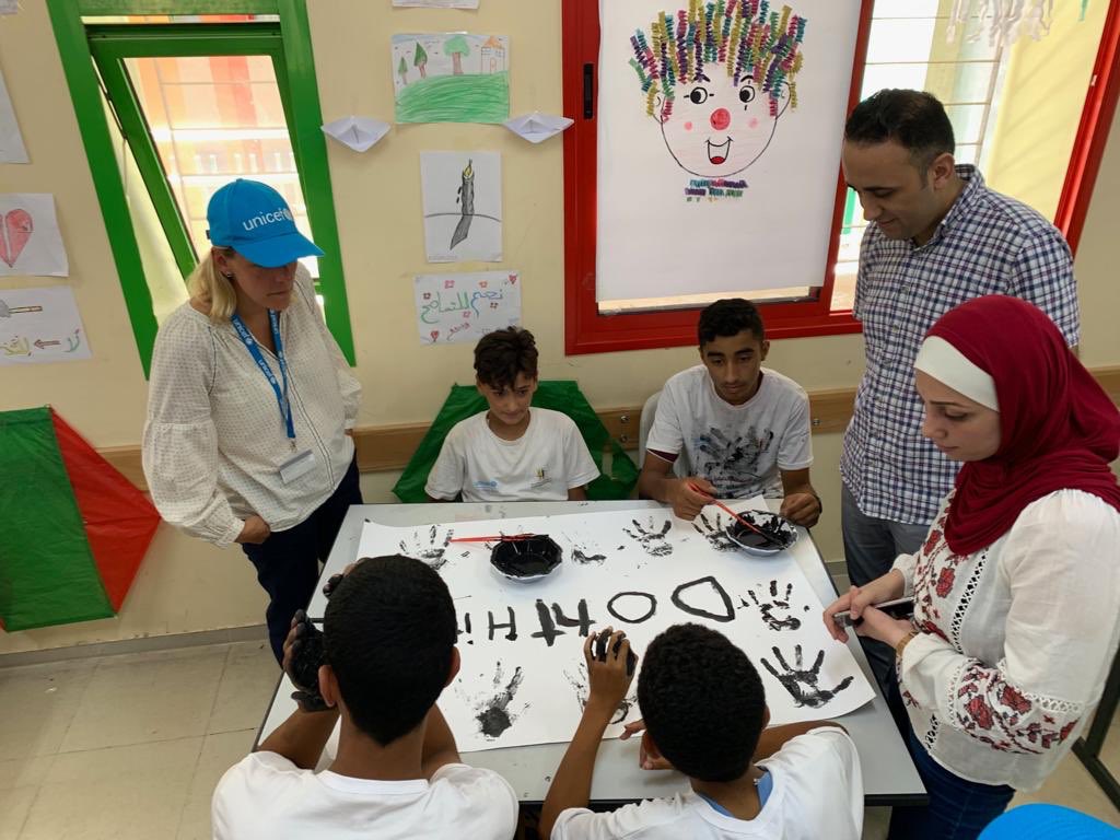 UNICEFpalestine's tweet photo. A great day! Full of play and fun activities🤩. @UNICEFpalestine Special Representative Mrs. @BoutinGboutin joins the @unicef’s adolescent summer activities in #Gaza — a quality and safe #play environment for 1,600 #adolescents during the #school break.

#ForEveryChild, fun https://t.co/dOGuN7ZU2b