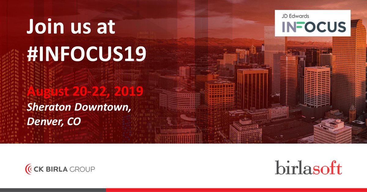 #HappeningNextMonth | #INFOCUS19 - a deep-dive #JDEdwards focused event of the year, created for JD Edwards users by @OracleJDEdwards users. Meet our team to find practical solutions to today’s business tech challenges & leverage your #JDE investment. buff.ly/2GCy55h