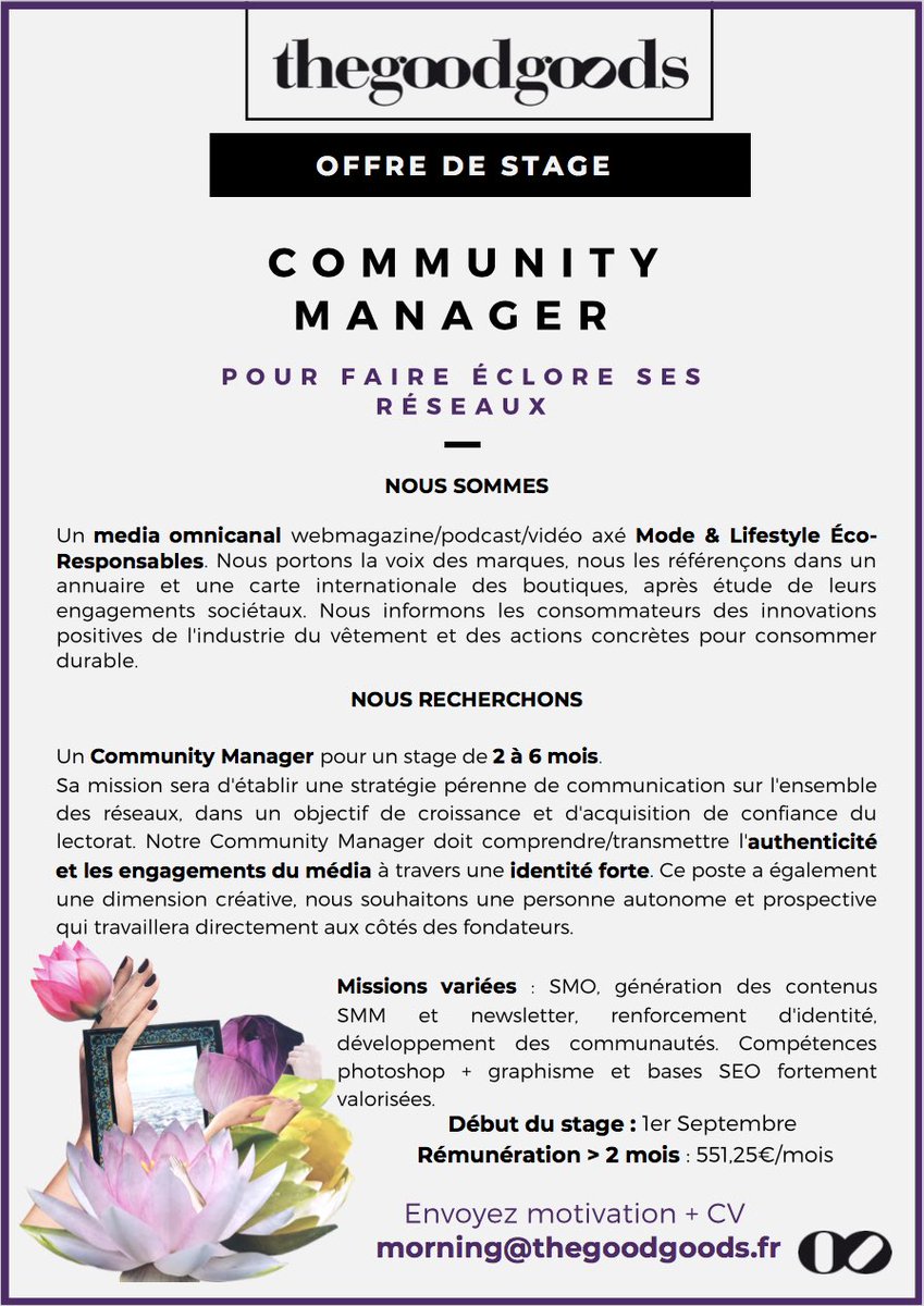 _thegoodgoods's tweet photo. Les Goods recrutent, please share !#offredestage  
#CommunityManager https://t.co/BEa3BBTcQS