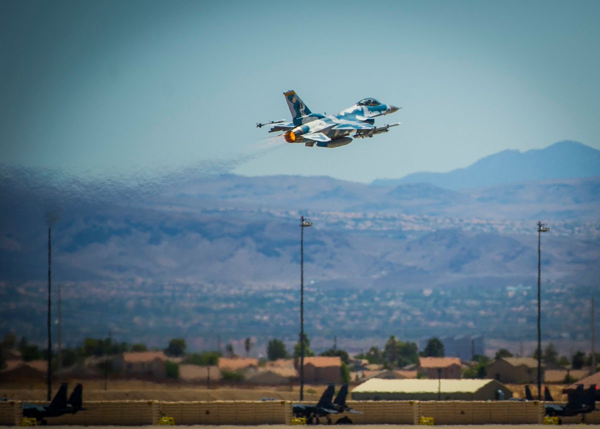 926thWing's tweet photo. Here are some photos of our #Reservists assigned to the 706th Fighter Squadron participating in Red Flag 19-3 @NellisAFB earlier this month. The mission of the unit is to support the #USAFWC. These #Reserve pilots fly #F15, #F16, #F22 and #F35 aircraft.  #ReserveReady #TFI https://t.co/dPcuITT6me